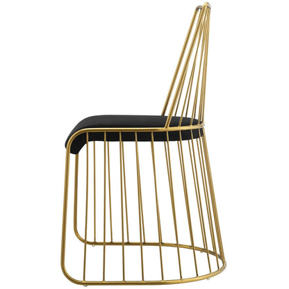Rivulet Gold Stainless Steel Upholstered Velvet Dining Chair, Velvet Fabric Metal Steel, Gold Black 15189