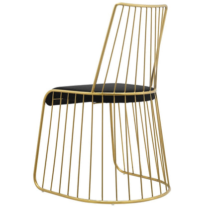 Rivulet Gold Stainless Steel Upholstered Velvet Dining Chair, Velvet Fabric Metal Steel, Gold Black 15189
