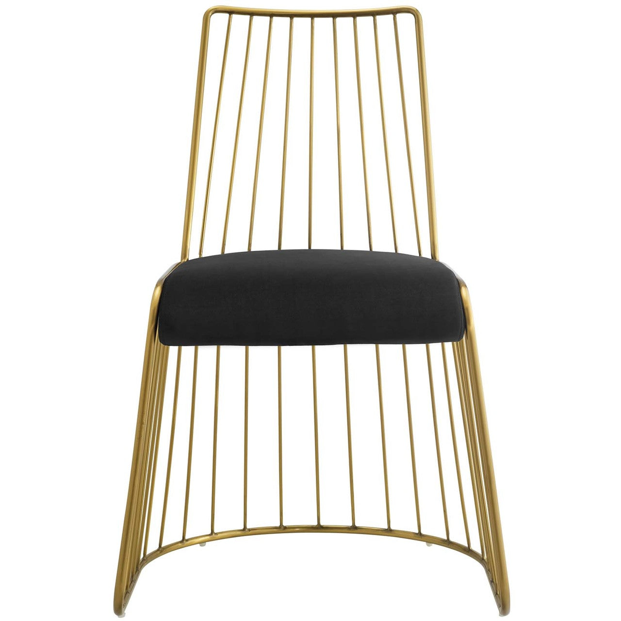 Rivulet Gold Stainless Steel Upholstered Velvet Dining Chair, Velvet Fabric Metal Steel, Gold Black 15189