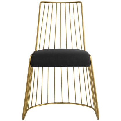 Rivulet Gold Stainless Steel Upholstered Velvet Dining Chair, Velvet Fabric Metal Steel, Gold Black 15189