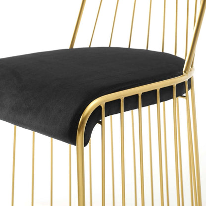 Rivulet Gold Stainless Steel Upholstered Velvet Dining Chair, Velvet Fabric Metal Steel, Gold Black 15189