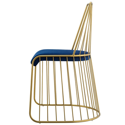 Rivulet Gold Stainless Steel Upholstered Velvet Dining Chair, Velvet Fabric Metal Steel, Gold Navy 15190