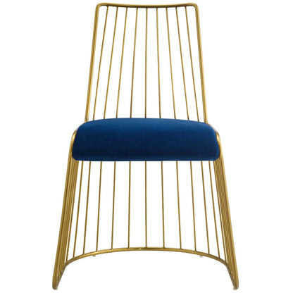 Rivulet Gold Stainless Steel Upholstered Velvet Dining Chair, Velvet Fabric Metal Steel, Gold Navy 15190