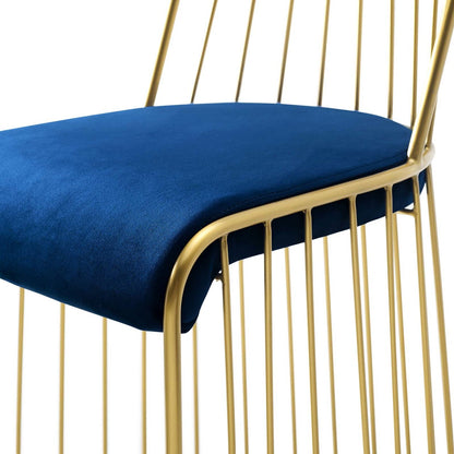 Rivulet Gold Stainless Steel Upholstered Velvet Dining Chair, Velvet Fabric Metal Steel, Gold Navy 15190