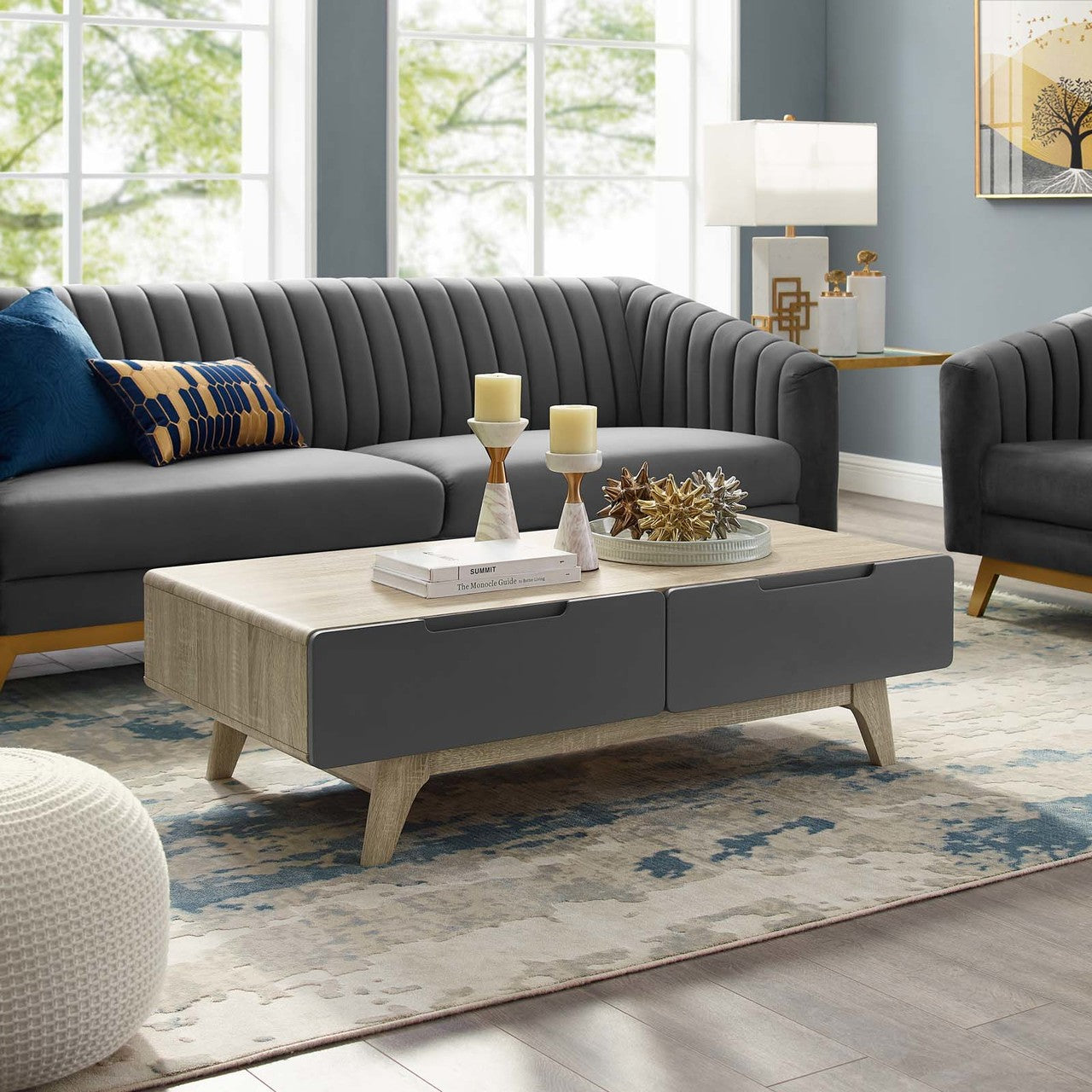 Origin 47" Coffee Table, Wood, Grey Gray Natural 15290