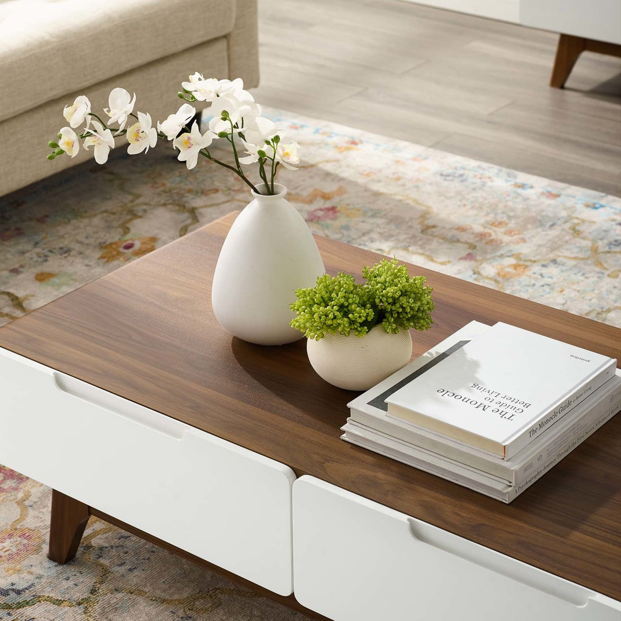 Origin 47" Coffee Table, Wood, Natural Brown White 15291