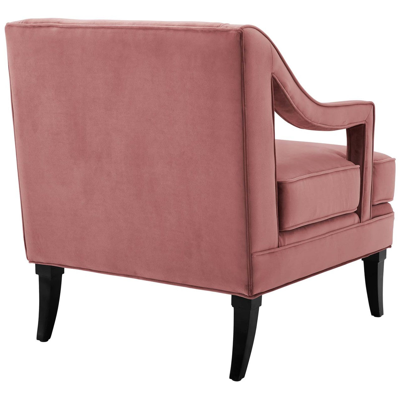 Concur Button Tufted Upholstered Velvet Armchair, Velvet Fabric, Rose Red 15292
