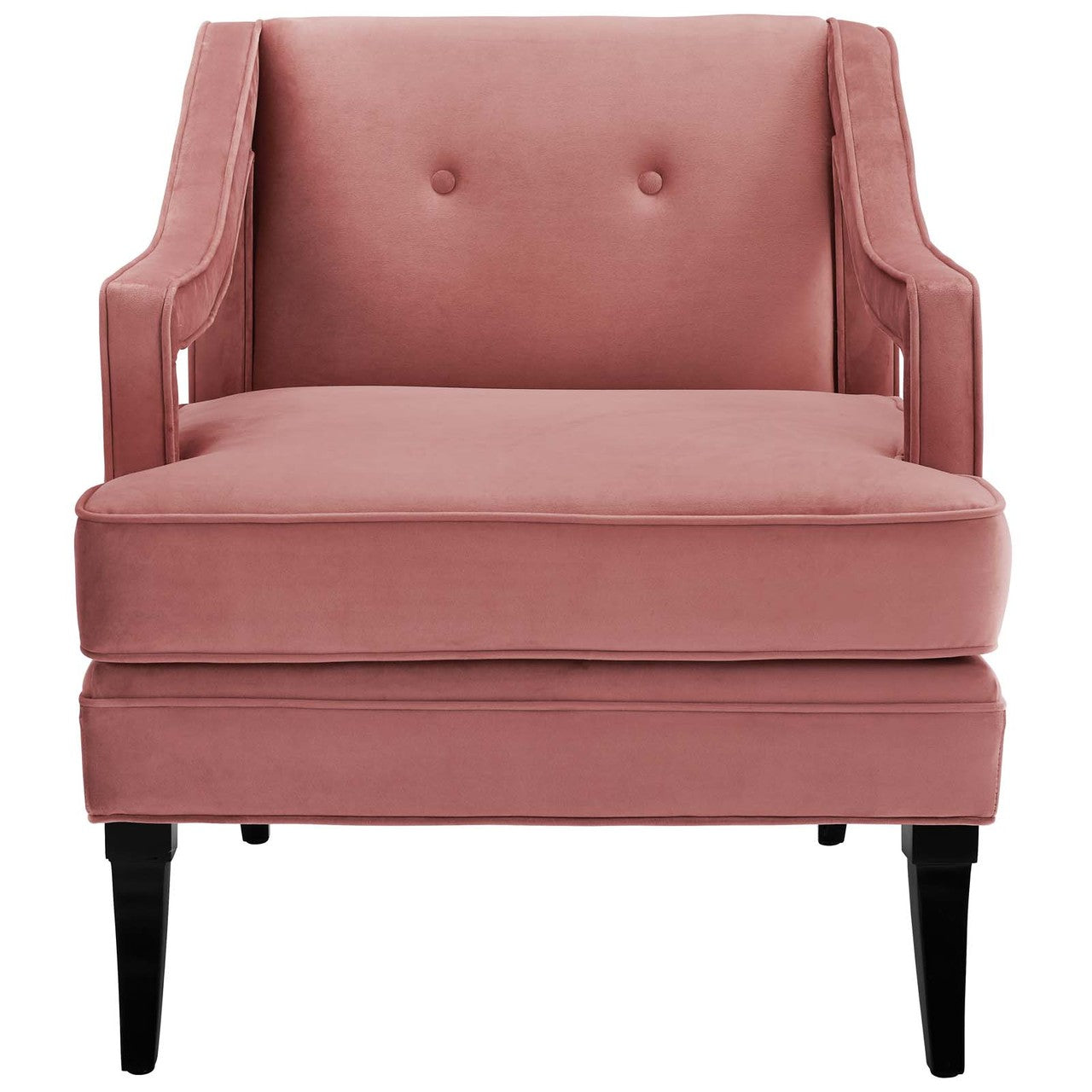 Concur Button Tufted Upholstered Velvet Armchair, Velvet Fabric, Rose Red 15292