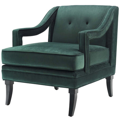 Concur Button Tufted Upholstered Velvet Armchair, Velvet Fabric, Green 15293