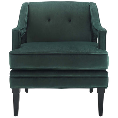 Concur Button Tufted Upholstered Velvet Armchair, Velvet Fabric, Green 15293