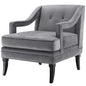 Concur Button Tufted Upholstered Velvet Armchair, Velvet Fabric, Grey Gray 15294