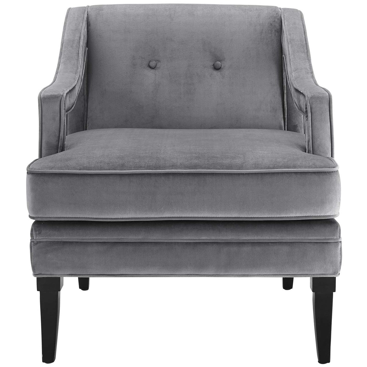 Concur Button Tufted Upholstered Velvet Armchair, Velvet Fabric, Grey Gray 15294