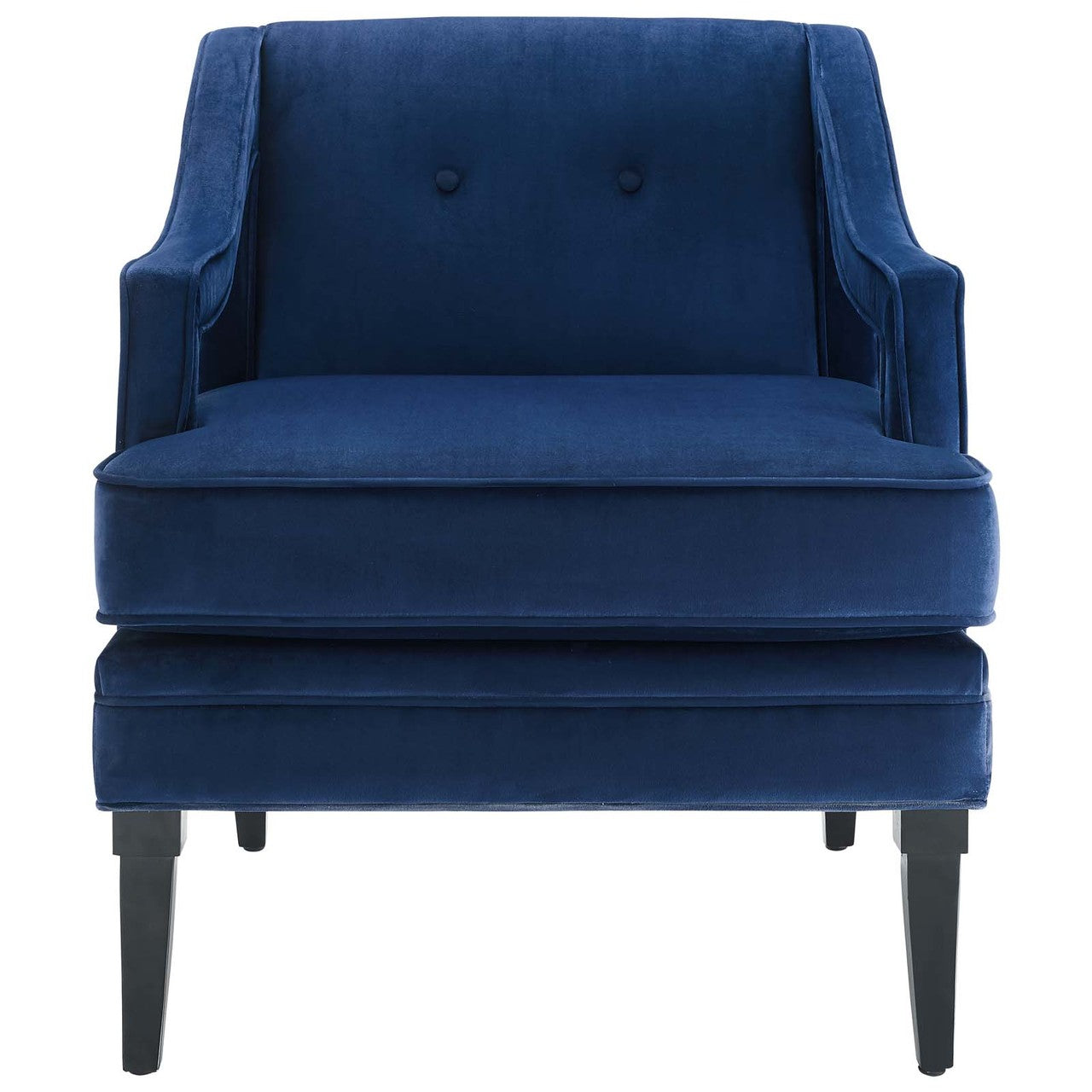 Concur Button Tufted Upholstered Velvet Armchair, Velvet Fabric, Navy Blue 15296