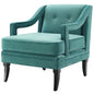 Concur Button Tufted Upholstered Velvet Armchair, Velvet Fabric, Aqua Blue 15297