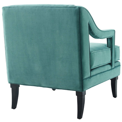 Concur Button Tufted Upholstered Velvet Armchair, Velvet Fabric, Aqua Blue 15297