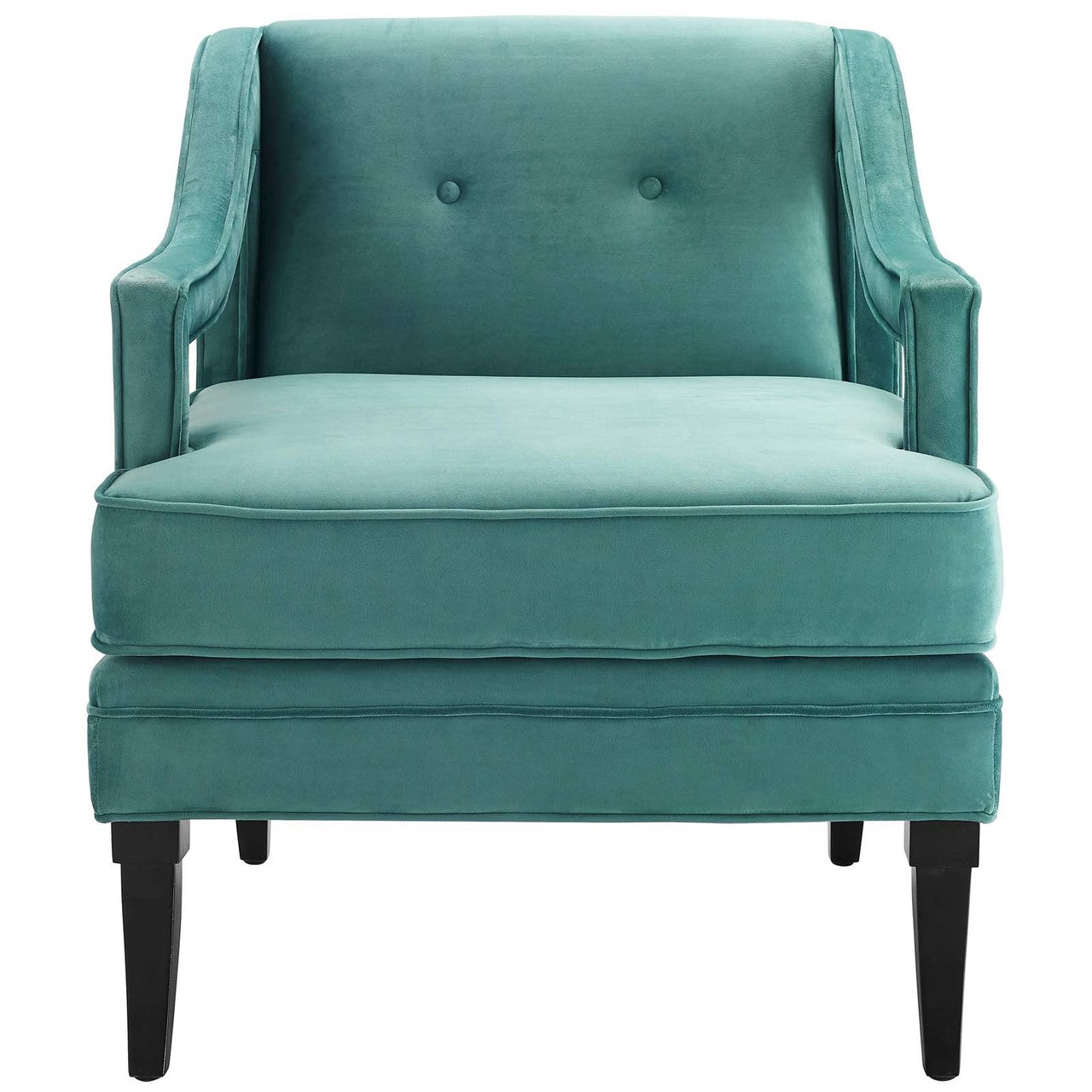 Concur Button Tufted Upholstered Velvet Armchair, Velvet Fabric, Aqua Blue 15297