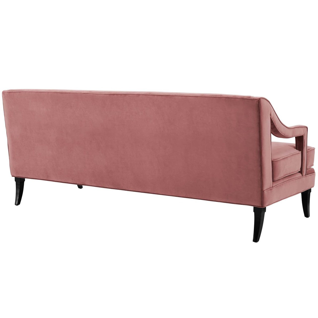 Concur Button Tufted Upholstered Velvet Sofa, Velvet Fabric, Rose Red 15298
