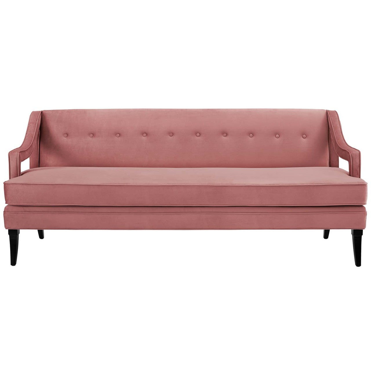 Concur Button Tufted Upholstered Velvet Sofa, Velvet Fabric, Rose Red 15298