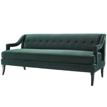 Concur Button Tufted Upholstered Velvet Sofa, Velvet Fabric, Green 15299