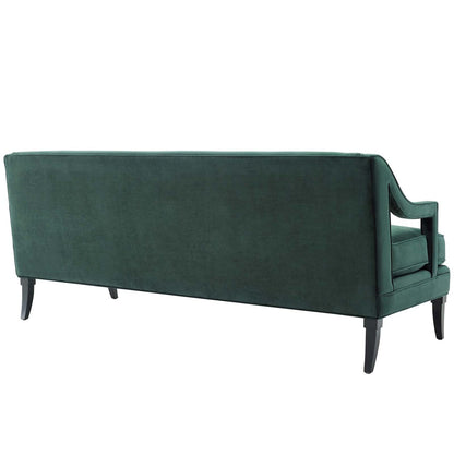 Concur Button Tufted Upholstered Velvet Sofa, Velvet Fabric, Green 15299