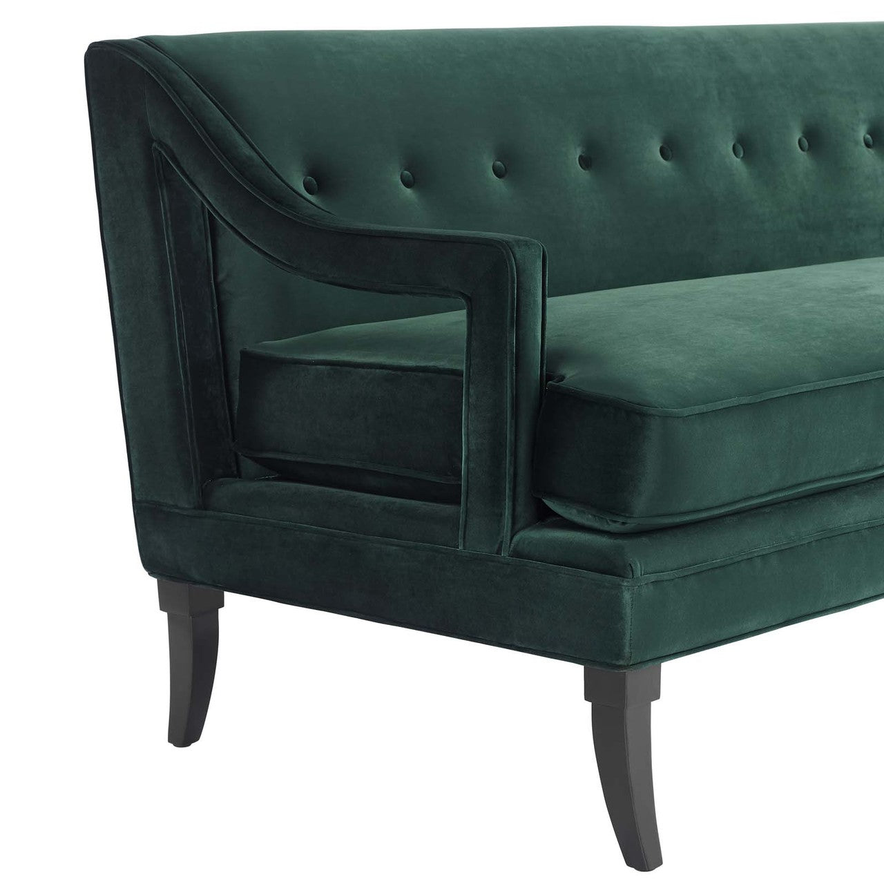 Concur Button Tufted Upholstered Velvet Sofa, Velvet Fabric, Green 15299