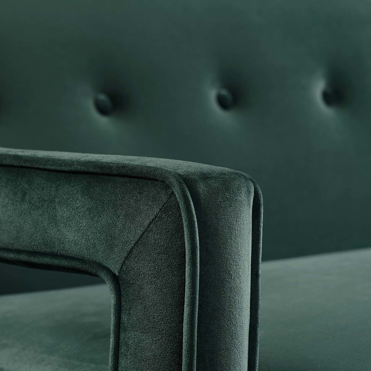Concur Button Tufted Upholstered Velvet Sofa, Velvet Fabric, Green 15299
