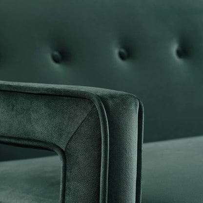 Concur Button Tufted Upholstered Velvet Sofa, Velvet Fabric, Green 15299