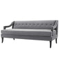 Concur Button Tufted Upholstered Velvet Sofa, Velvet Fabric, Grey Gray 15300