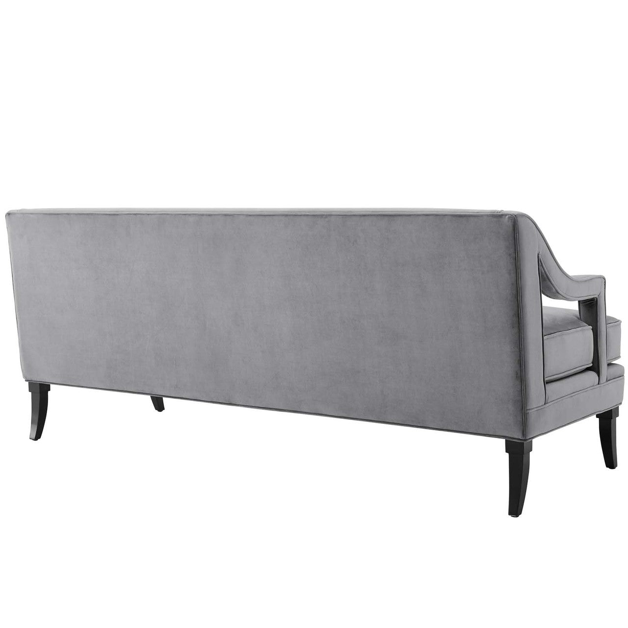 Concur Button Tufted Upholstered Velvet Sofa, Velvet Fabric, Grey Gray 15300