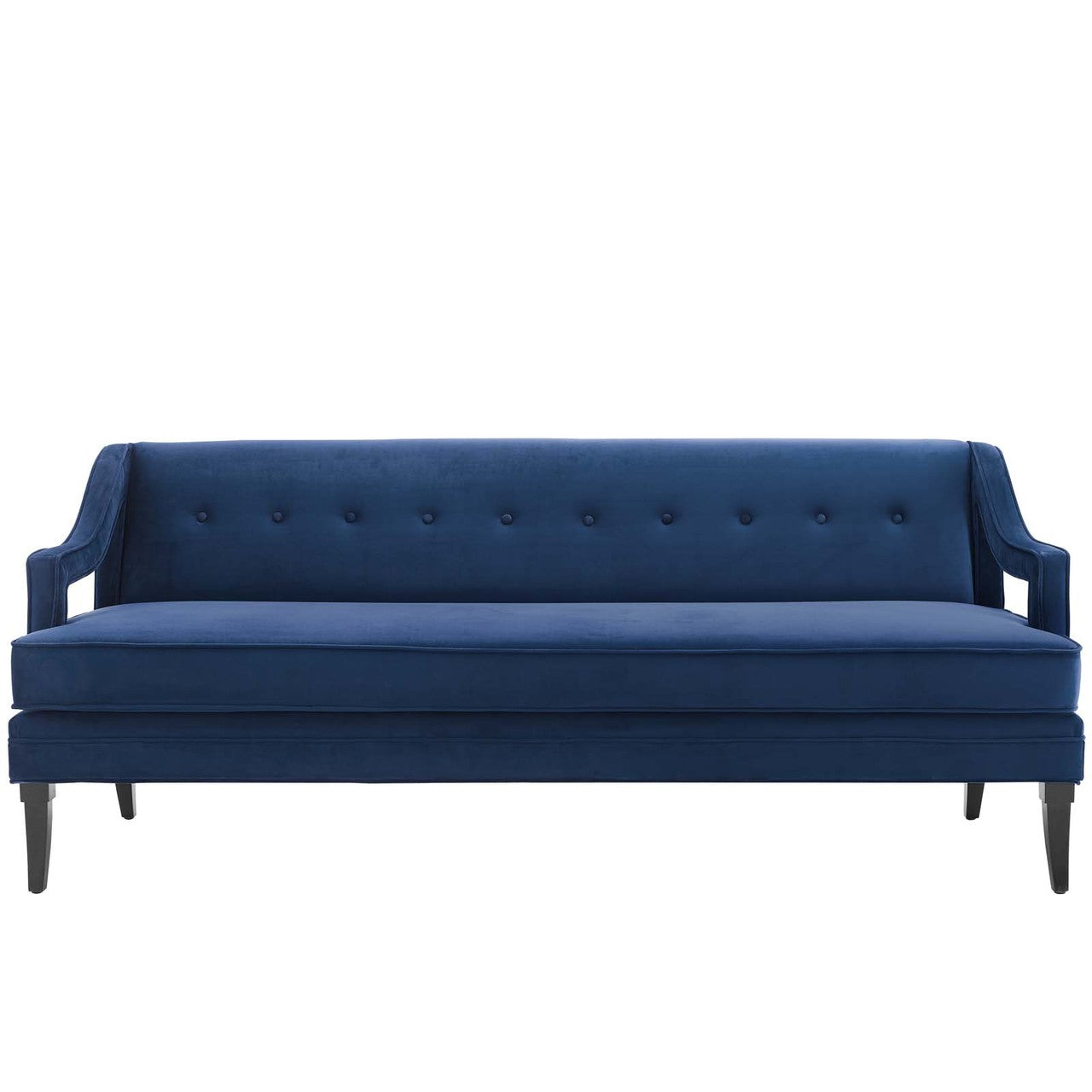 Concur Button Tufted Upholstered Velvet Sofa, Velvet Fabric, Navy Blue 15302