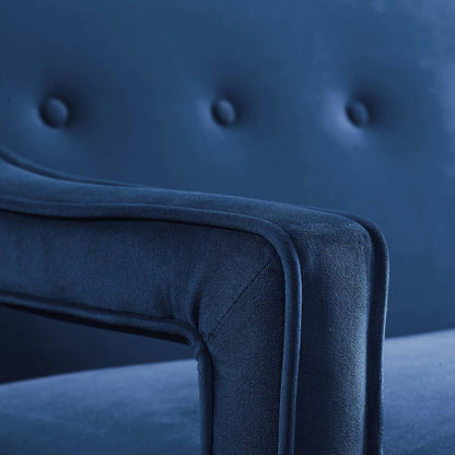 Concur Button Tufted Upholstered Velvet Sofa, Velvet Fabric, Navy Blue 15302