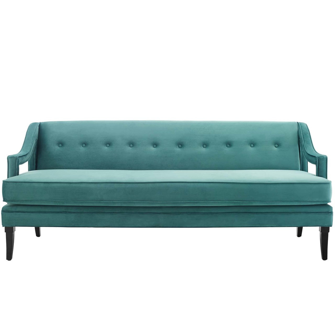 Concur Button Tufted Upholstered Velvet Sofa, Velvet Fabric, Aqua Blue 15303