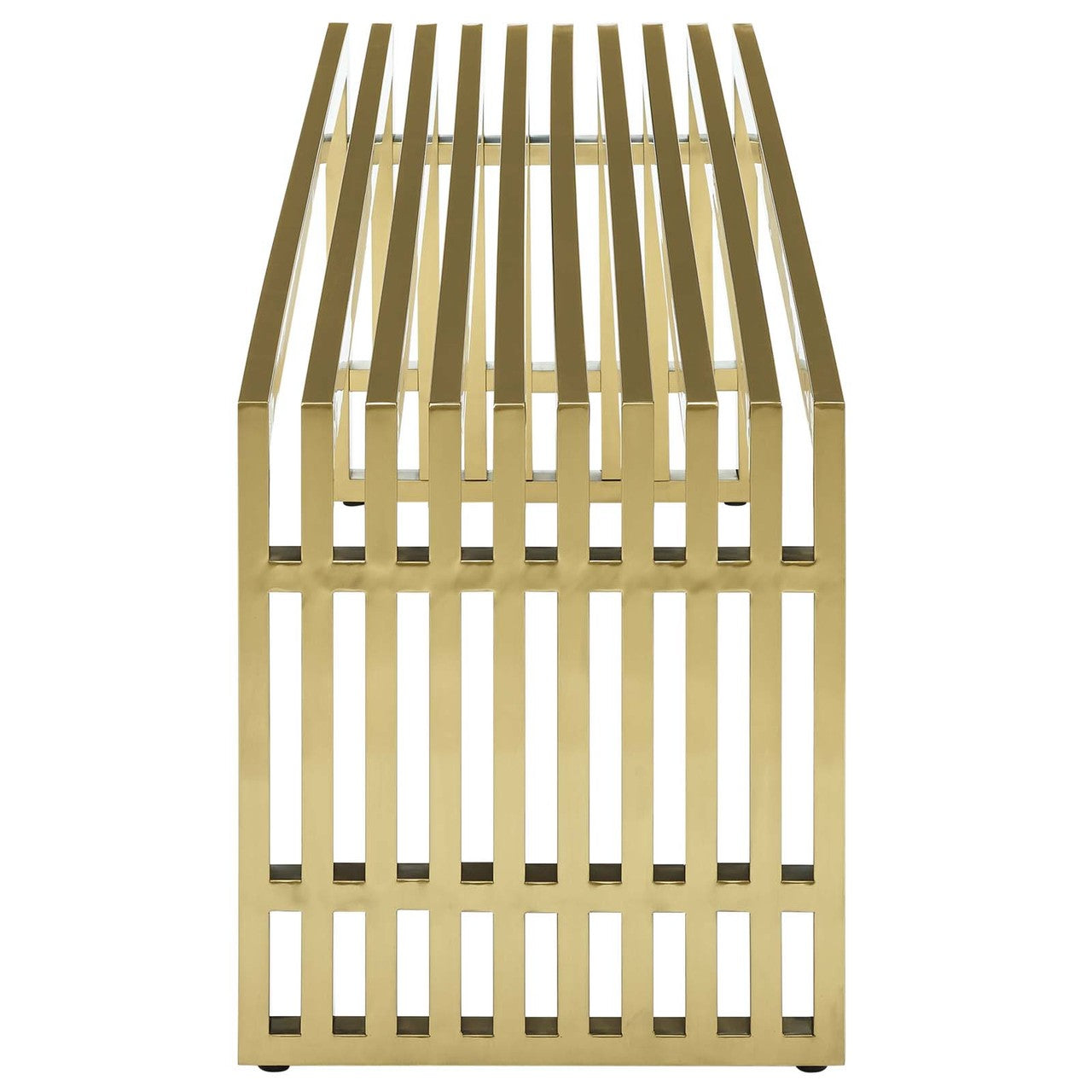 Gridiron Large Stainless Steel Bench, Metal Steel Stainless Steel, Gold 13991