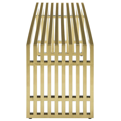 Gridiron Large Stainless Steel Bench, Metal Steel Stainless Steel, Gold 13991