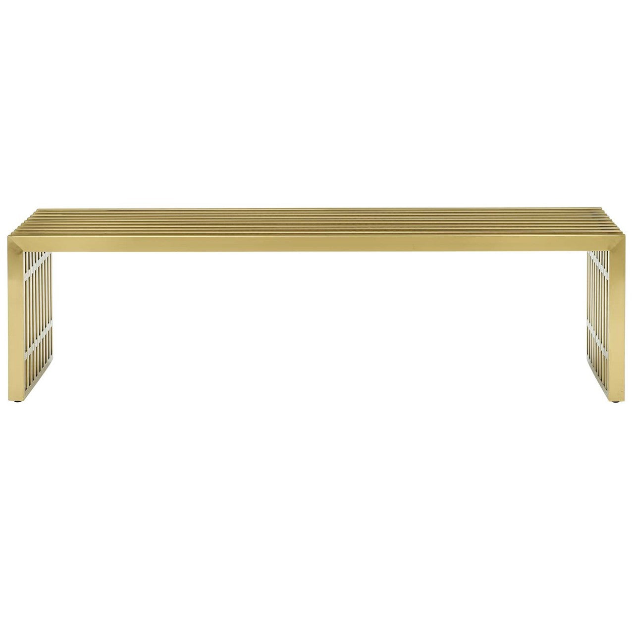 Gridiron Large Stainless Steel Bench, Metal Steel Stainless Steel, Gold 13991