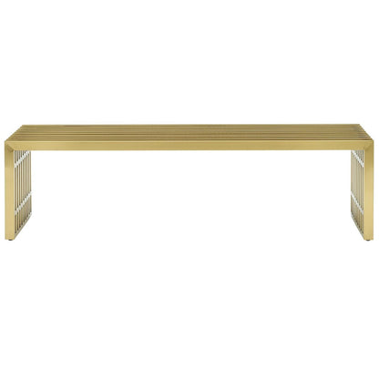 Gridiron Large Stainless Steel Bench, Metal Steel Stainless Steel, Gold 13991
