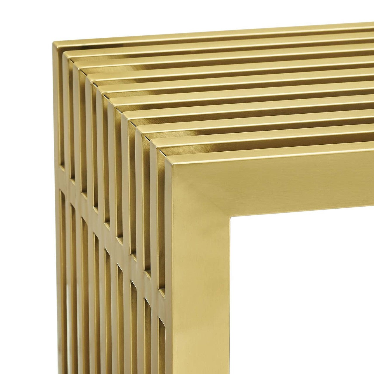 Gridiron Large Stainless Steel Bench, Metal Steel Stainless Steel, Gold 13991