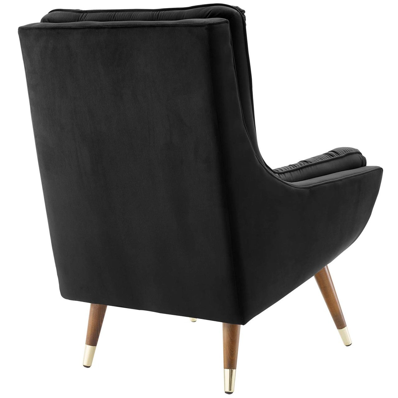 Suggest Button Tufted Upholstered Velvet Lounge Chair, Velvet Fabric, Black 15304