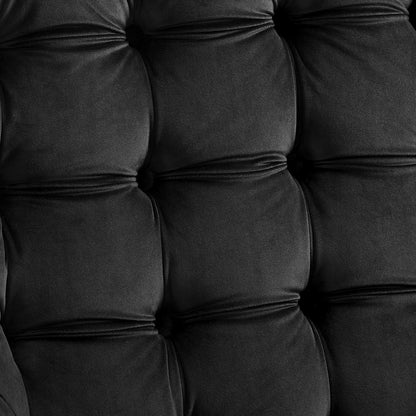 Suggest Button Tufted Upholstered Velvet Lounge Chair, Velvet Fabric, Black 15304