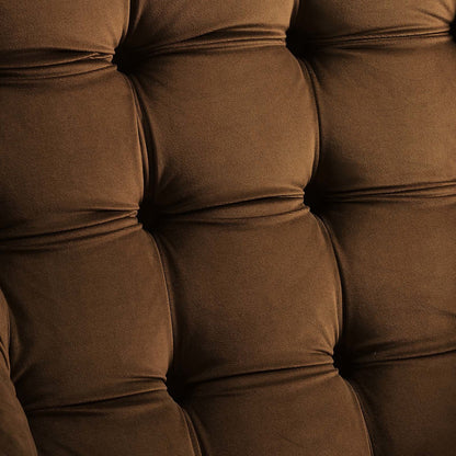 Suggest Button Tufted Upholstered Velvet Lounge Chair, Velvet Fabric, Brown 15305