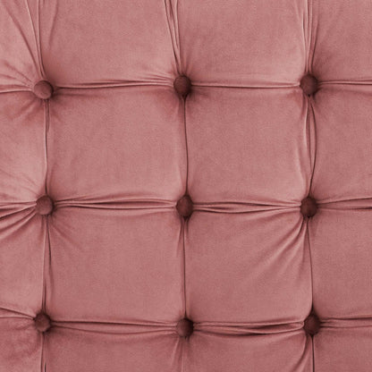 Suggest Button Tufted Upholstered Velvet Lounge Chair, Velvet Fabric, Rose Red 15306