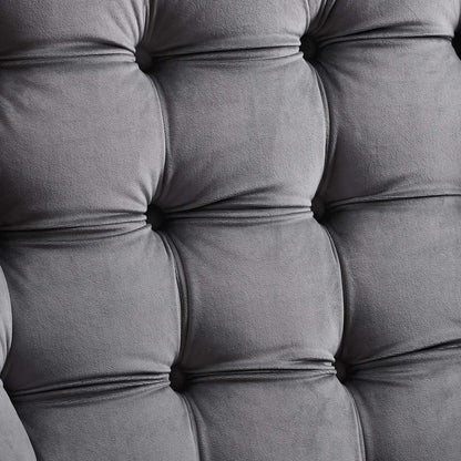 Suggest Button Tufted Upholstered Velvet Lounge Chair, Velvet Fabric, Grey Gray 15308