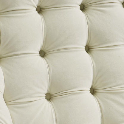 Suggest Button Tufted Upholstered Velvet Lounge Chair, Velvet Fabric, Ivory White 15309