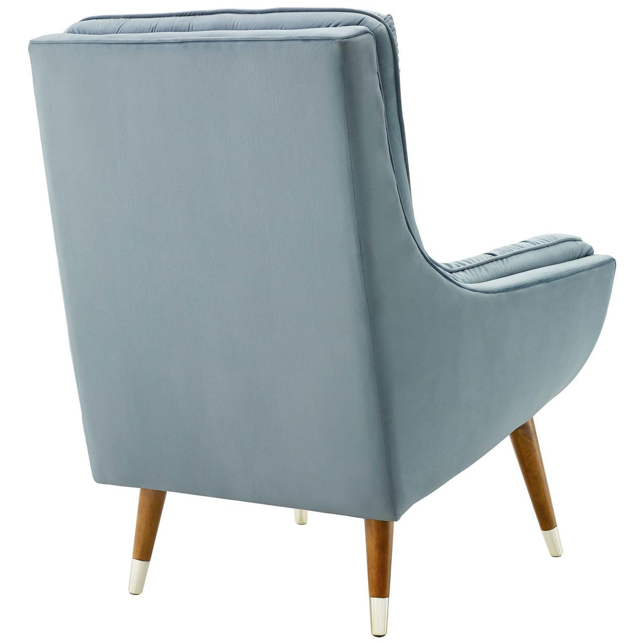 Suggest Button Tufted Upholstered Velvet Lounge Chair, Velvet Fabric, Light Blue 15310