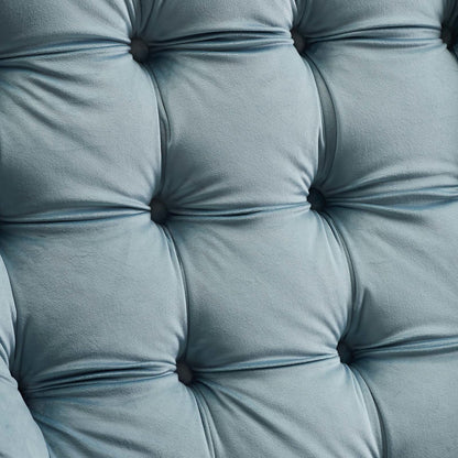 Suggest Button Tufted Upholstered Velvet Lounge Chair, Velvet Fabric, Light Blue 15310