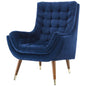 Suggest Button Tufted Upholstered Velvet Lounge Chair, Velvet Fabric, Navy Blue 15311