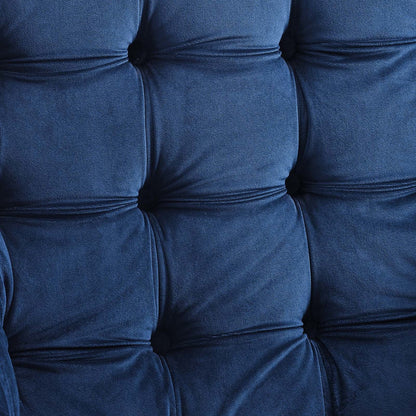 Suggest Button Tufted Upholstered Velvet Lounge Chair, Velvet Fabric, Navy Blue 15311