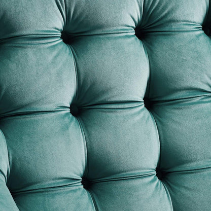 Suggest Button Tufted Upholstered Velvet Lounge Chair, Velvet Fabric, Aqua Blue 15312