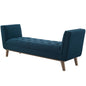 Haven Tufted Button Upholstered Fabric Accent Bench, Fabric, Navy Blue, 17255