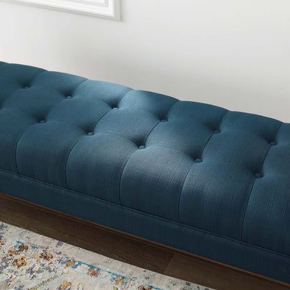Haven Tufted Button Upholstered Fabric Accent Bench, Fabric, Navy Blue, 17255
